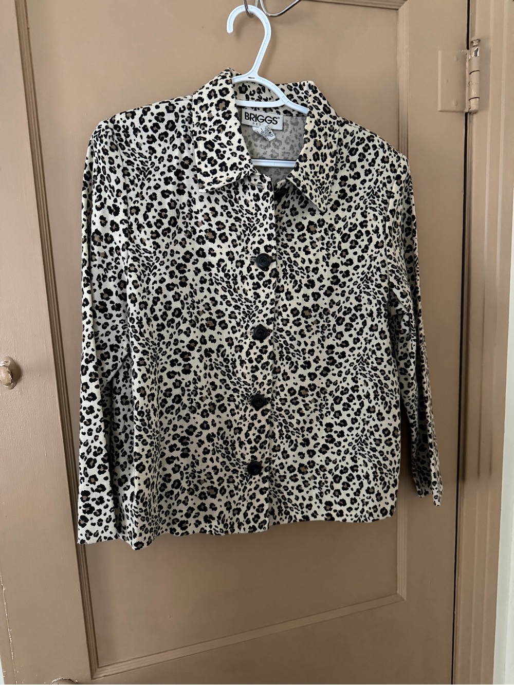 Briggs New York Cream Leopard-Print Button Jacket